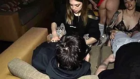 Tiny sluts spread suck ride swap cum in wild group orgy