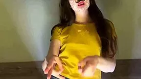 TikTok girl dances sexy in stockings bra miniskirt twerk