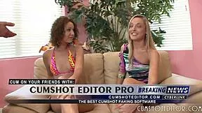 hot brunette rides guys monster cock deep while wife watches her cumshot