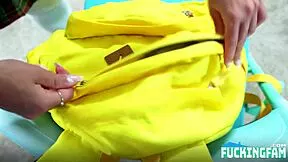 hot teen catches family man stroking cock to porn