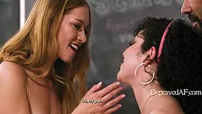 Teacher Proposes FFM Threesome to Petite Lesbian Redhead Couple