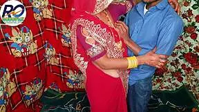 desi stepmom in red saree doggy fucked by husband hindi audio