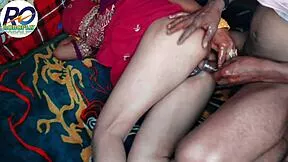 desi stepmom in red saree doggy fucked by husband hindi audio