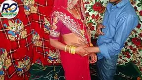 desi stepmom in red saree doggy fucked by husband hindi audio