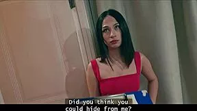 Russian Brunette's Tiny Tits Tempt Punishment After Secret Smoke Session
