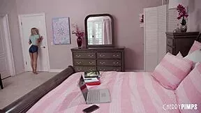 Petite blonde Kathryn Mae begs for Jax Slayher's massive BBC!