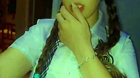 shy student nervously turns on webcam to explore her body for the first time