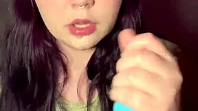Watch cute teen slobber all over cock in her messy solo blowjob adventure
