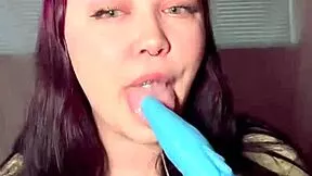 Watch cute teen slobber all over cock in her messy solo blowjob adventure