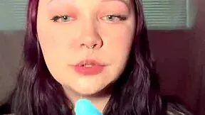 Watch cute teen slobber all over cock in her messy solo blowjob adventure