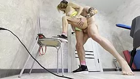 sporty milf cougar gushes from stallion's creampie in her wet pussy