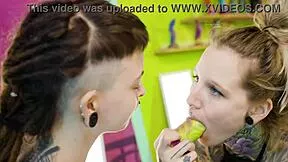 whoa scene queen straps on and wrecks this shy goth teen!! 😈 she licks fingers and dominates hard