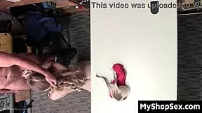 Think you can blackmail me, boss's stepdaughter? Now bend over that desk for the officer!