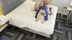 omg this hot blonde crossdresser gets her ass pounded doggystyle 🍑💦