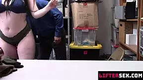 the teen shoplifter gets caught stealing underwear and punished hard by the store cop