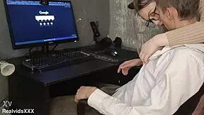 my pregnant wife skips porn for my cock sucking with glasses and lipstick on
