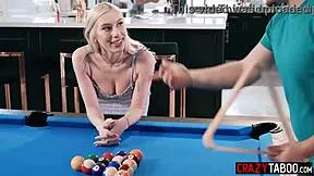 whoa two sexy blondes strip then threesome fuck after billiards 💦🍑