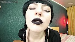 Wanna play trick or treat with Wednesday Addams' tight pink pussy?