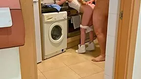 Petite amateur creampie slut screams as huge cock destroys her kitchen ass