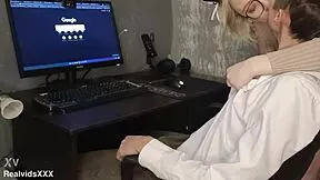 my pregnant wife skips porn for my cock sucking with glasses and lipstick on