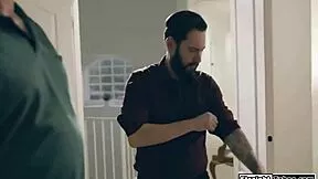 i can't stop watching this petite teen get roughly fucked while stepdad spies