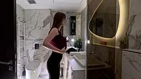 hey new secretary, why pose those long legs and thong in bathroom for cameras?