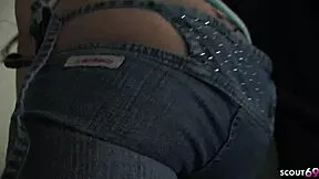 i spot this japanese babe in crotchless jeans and she seduces me to suck then squirt hard uncensored