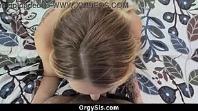 stepbrother pounds her so hard her eyes roll back during the orgy
