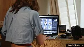 Young Beauty Rides Cock During Intense Photoshoot