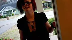 petite inked brunette coed marcie cums hard on dildo in solo toy play