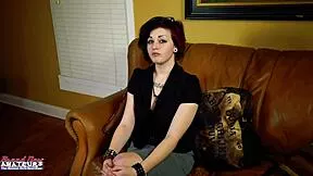 petite inked brunette coed marcie cums hard on dildo in solo toy play