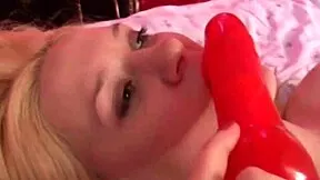 Teen blonde fingers pussy using dildo toy