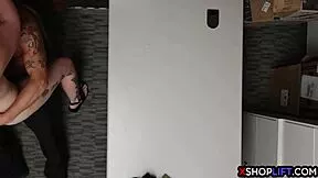 you sexy shoplifter teen caught stealing now spread for security guy's hard fuck