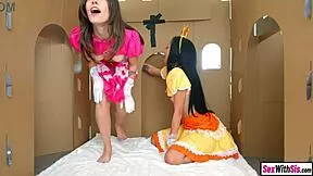 i can't believe my petite teen stepsisters ride my big cock on halloween