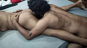 blindfolded housewife licks friend's cock before bedroom ass fuck