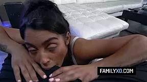 bratty latina vanessa sky rides stepdad cock pov reality rough sex with small tits