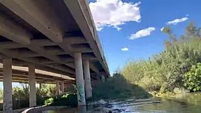 Wild Public Fucking Under River As Crowds Pass On Busy Road