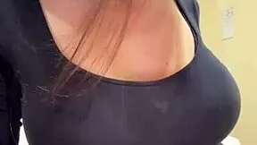 Holy shit my big-titted slut neighbor flashes her hard nipples outside for everyone to see!