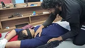 blindfolded housewife licks friend's cock before bedroom ass fuck