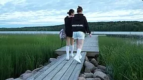 Sup Coach Pounds Two Tight Pussy Teens Bent Over Lakeside In Rough Threesome
