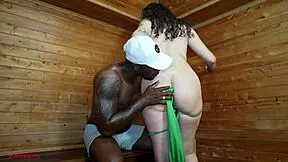 young colombian woman fucks boss in sauna for day off
