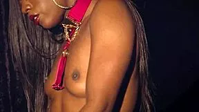 Kinky petite 18+ ebony milf ana foxxx strips naked to show perky tits