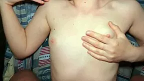 Cute stepsister jerks my dick excitedly