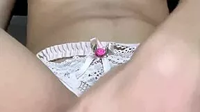 Petite babe fingers her tight wet pussy
