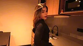 latina teen blows guy during movie night