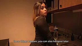 latina teen blows guy during movie night