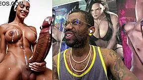 Blindfolded Transgender Cums On Herself With Big Cock