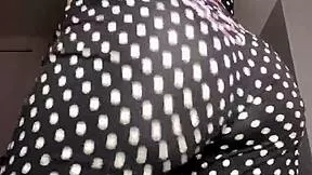 sensual teasing shaking ass in tight outfit for orgasm