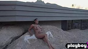 Big tits ebony teen 18+ model nyla posing outdoor and babe exposed her stunning body