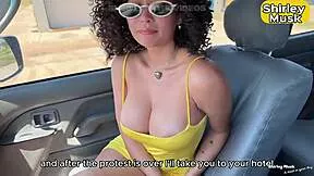 Curly milf brunette couldnt wait for the traffic the best raw amateur sex of my life